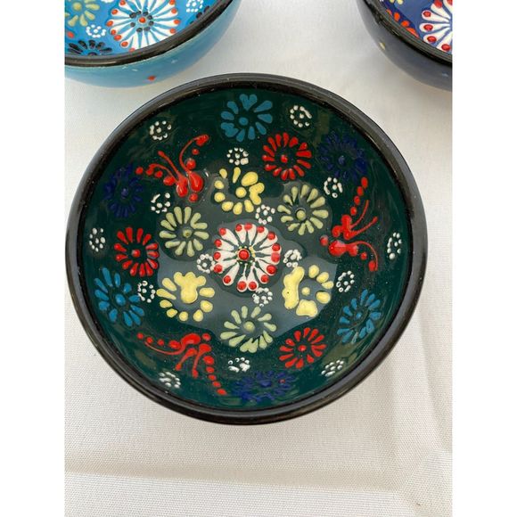 3 Turkish Ceramic 3 1/4" Salt Cellar Dip Bowl Serving Bowl - Picture 9 of 9